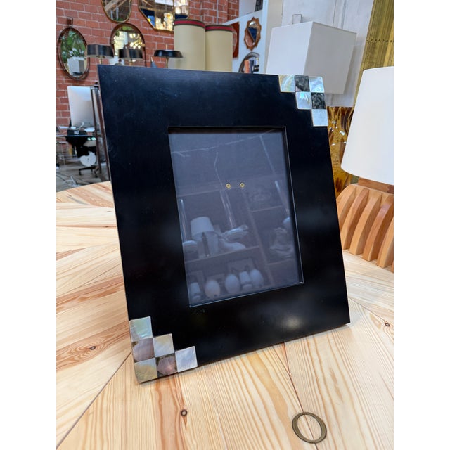 Black Tommaso Barbi Black Picture Frame With Mother-of-Pearl Accents For Sale - Image 8 of 8