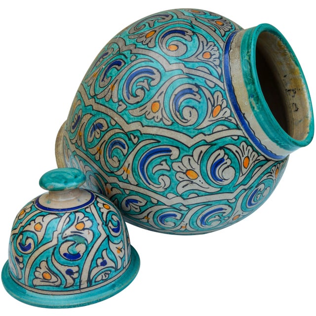 Andalusian Ceramic Lidded Vase For Sale In New York - Image 6 of 10