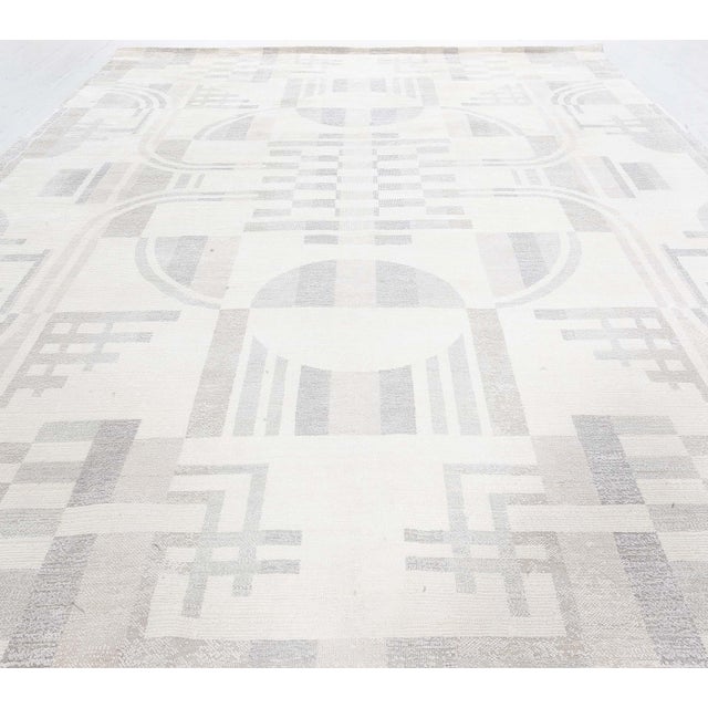 Art Deco Rug by Doris Leslie Blau Size: 9'0" × 12'0" (274 × 365 cm) Color: Beige, Gray, Taupe Showcasing a fusion of...