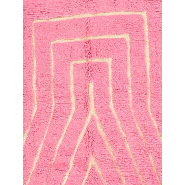 Vintage Moroccan Rug by Berber Tribes of Morocco, pink wool and cream color For Sale - Image 12 of 18