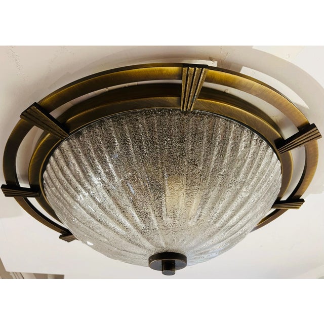 Large Nautical 1960 German Mid Century Flush Lamp Kaiser Leuchten Murano Glass For Sale - Image 11 of 12