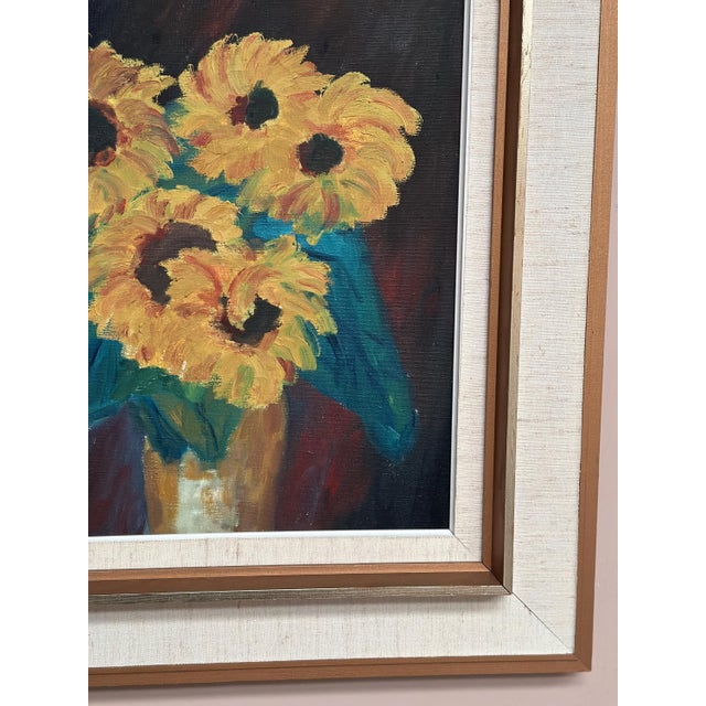 Otto Hansén, Sunflowers, 1950s, Oil on Canvas, Framed For Sale - Image 13 of 18
