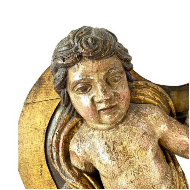 Baroque Italian Baroque Putti Sculptures, Hand-Carved Wood, 18th Century For Sale - Image 3 of 13