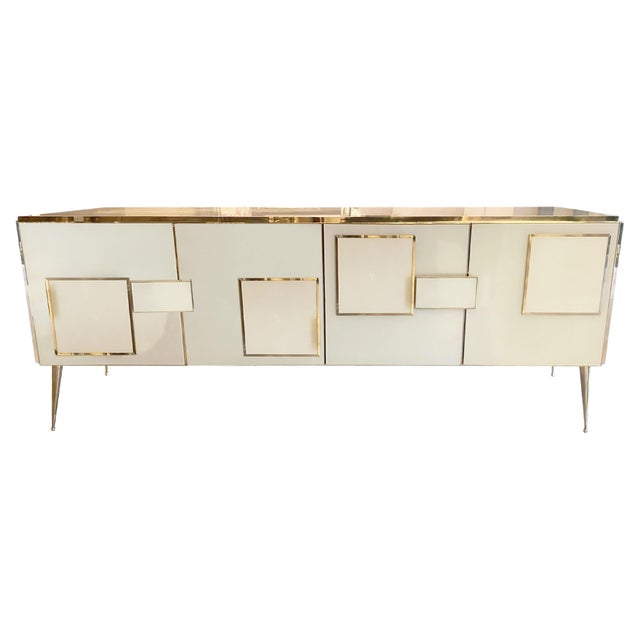 Italian Four-Door Sideboard with Murano Glass and Brass from Justfurnituress SRL For Sale - Image 9 of 9