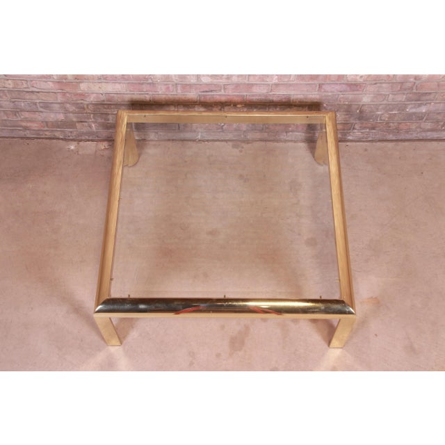 Design Institute of America Modern Hollywood Regency Brass & Glass Cocktail Table, 1984 For Sale In South Bend - Image 6 of 12
