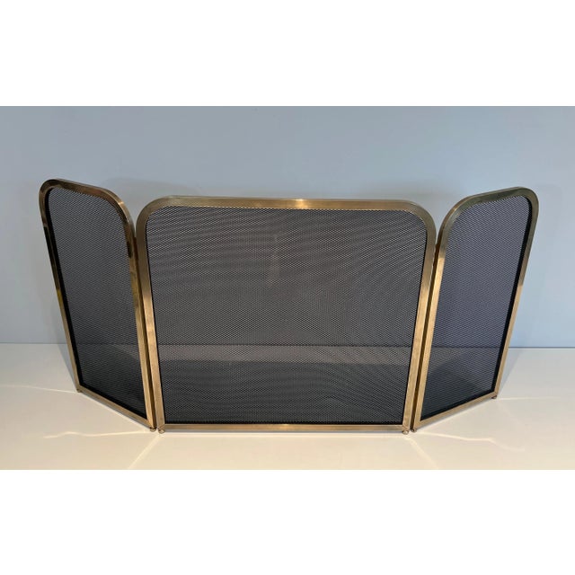 Neoclassical Brass and Grilling Fireplace Screen For Sale - Image 3 of 13