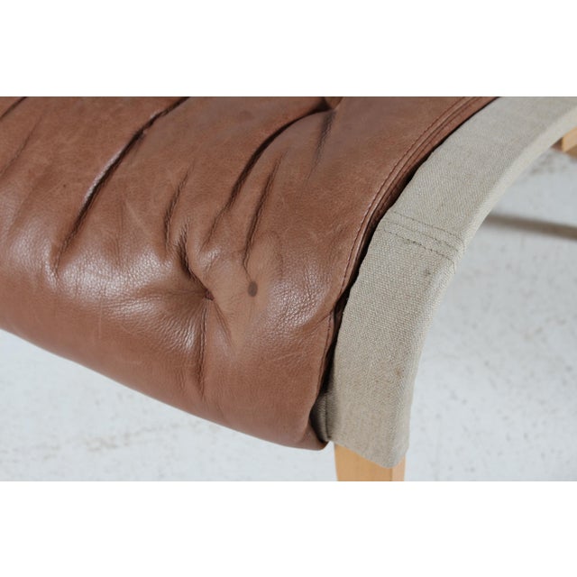 Set of Pernilla Lounge Chair and Ottoman in Beech and Aniline Leather by Bruno Mathsson for Dux, Sweden, 1994 For Sale - Image 17 of 18