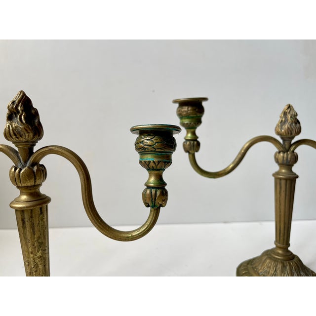 Vintage French Louis XIV Style Candelabras in Bronze, 1920s, Set of 2 For Sale - Image 6 of 9