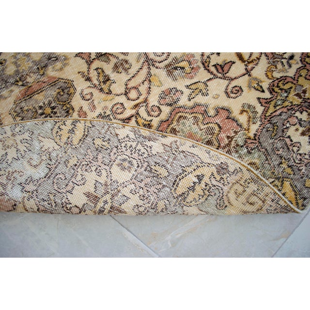 Round Turkish Rug Upcycled Vintage Hand Knotted Wool Circle Area Rug 5'3" X 5'3" For Sale - Image 12 of 13