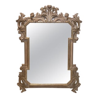 Beautifully Carved Weathered Gilt Wood Mirror For Sale