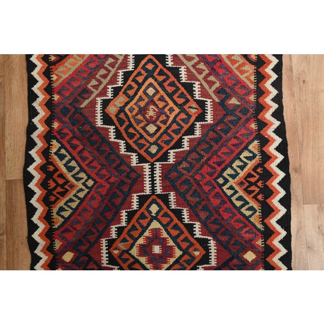 1970s Vintage Turkish Handmade Wool Cotton Red Runner Rug For Sale In San Francisco - Image 6 of 11