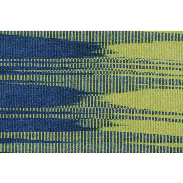 Contemporary Rug & Kilim’s Contemporary Kilim in Green and Blue Stripes and Geometric Pattern For Sale - Image 3 of 8