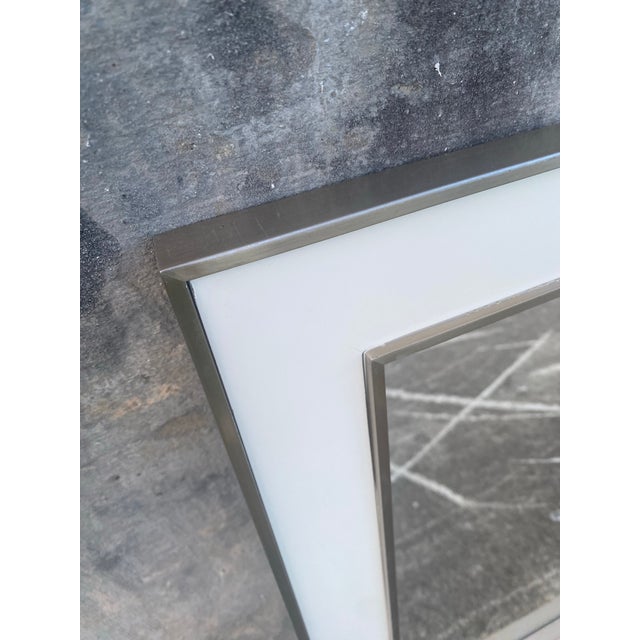 Contemporary 1970s Lacquered Wood and Brass Mirror 16 by 24” For Sale - Image 3 of 8