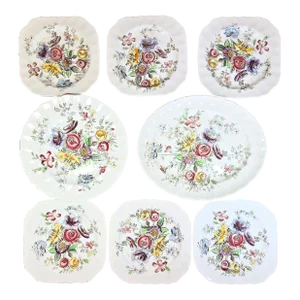Spring Floral Ironstone China - Set of 8