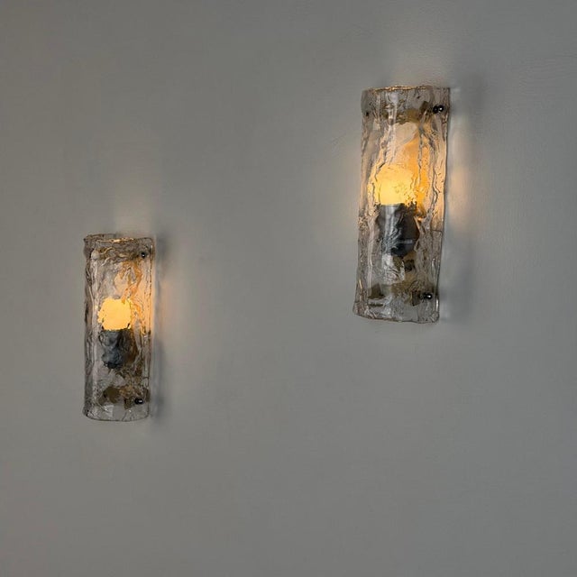 Gray Murano Ice-Textured Glass Wall Sconces from Mazzega, Italy, 1970s, Set of 2 For Sale - Image 8 of 18