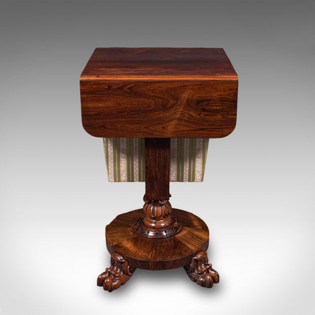 Early 19th Century Antique Ladies Hobby Table, English, Drop Leaf, Sewing, Parlour, William IV For Sale - Image 5 of 12