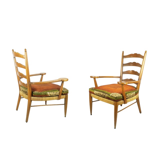 Textile Set of Wood and Rope Armchairs by Ico Parisi, 1949 For Sale - Image 7 of 13