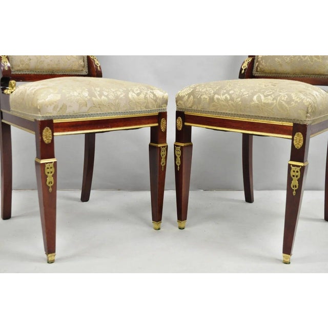 Vintage French Empire Mahogany Side Chairs With Bronze "Sphinx" Ormolu - A Pair For Sale In Philadelphia - Image 6 of 12