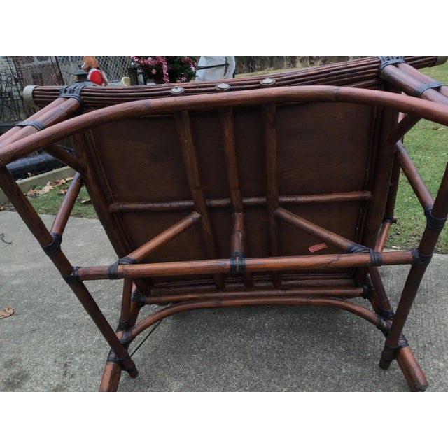 Wood 20th Century Marge Carson Rattan Bamboo Asian Arm Chairs- a Pair Last Markdown ! For Sale - Image 7 of 13