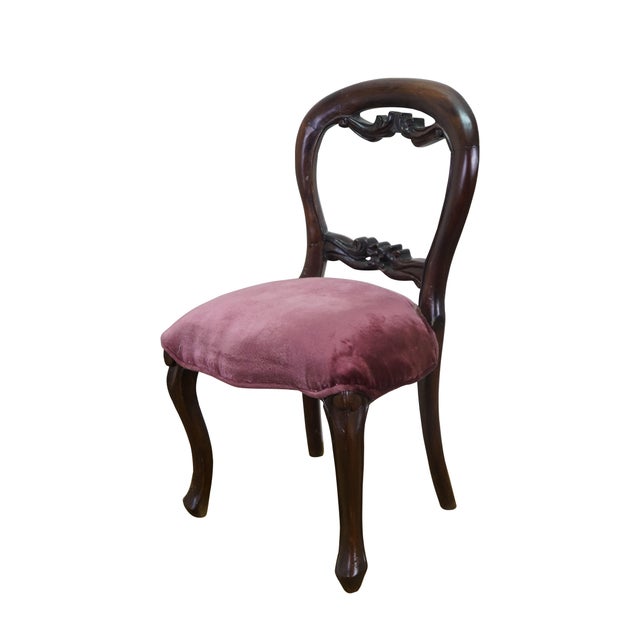 Victorian Antique Victorian Mahogany Balloon Back Child Doll Salesman Sample Parlor Chair For Sale - Image 3 of 14