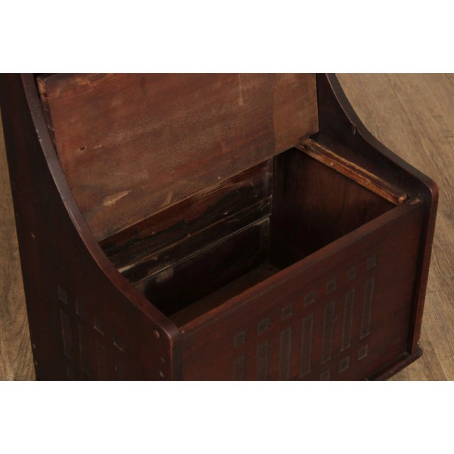 Antique Mission Arts And Crafts Mahogany Storage Chest Hall Bench For Sale - Image 4 of 13