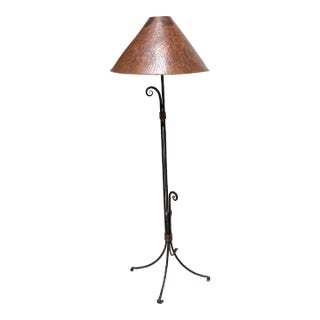 Fritz Scholder Handmade Copper + Iron Floor Lamp For Sale