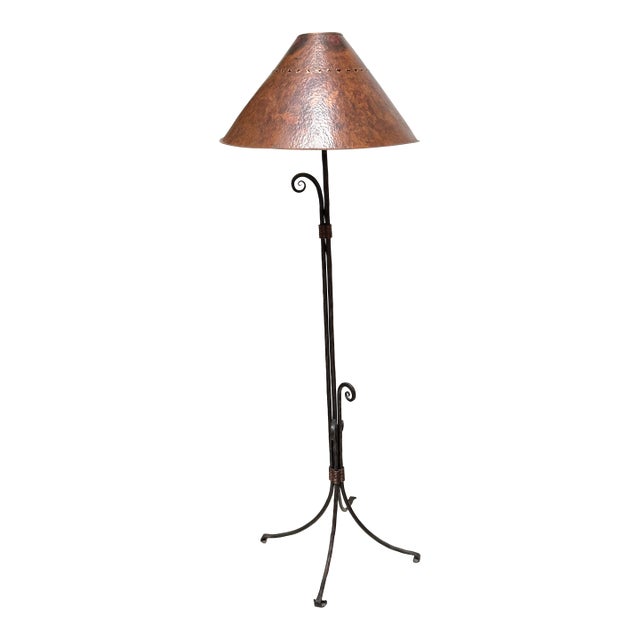 Fritz Scholder Handmade Copper + Iron Floor Lamp For Sale