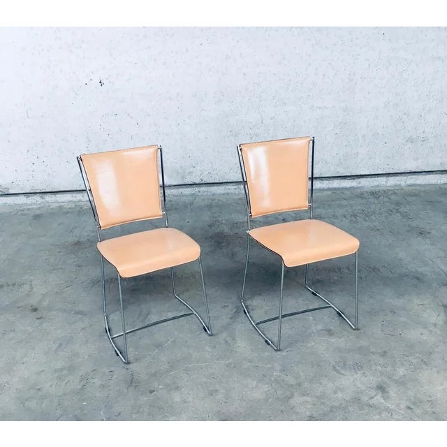 Set of Postmodern Italian Design Leather Dining Chair Set by Segis, 1990s For Sale - Image 16 of 18