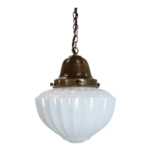 Art Deco Milk Glass Pendant Light