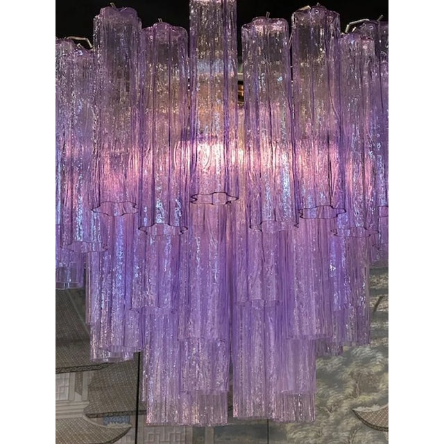 Modern Lavender "Tronchi" Murano Glass Tube Form Chandelier For Sale - Image 4 of 6