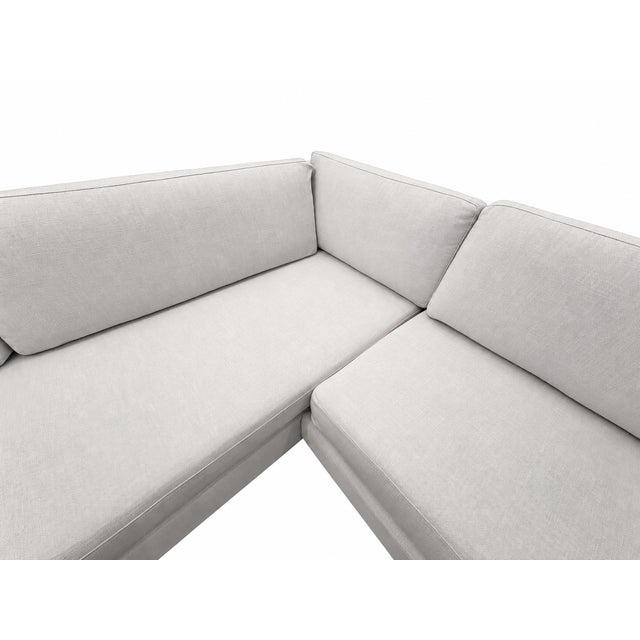 Rh Modena Track Arm Left-Arm Bench-Cushion L-Sectional – Perennials Performance Textured Linen Weave in Mist For Sale - Image 13 of 18