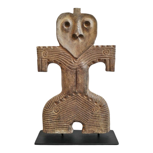 Vintage Early 20th Century Java Stone Property Marker on Stand For Sale