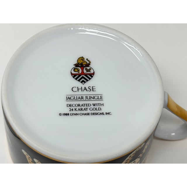 Lynn Chase Jaguar Jungle Porcelain Cup and Saucer With Gold Trim For Sale - Image 9 of 16
