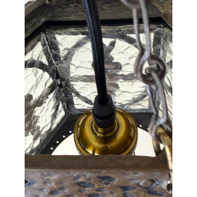 20th Century German Brass and Textured Glass Chinoiserie Lantern, 1920s For Sale - Image 16 of 18