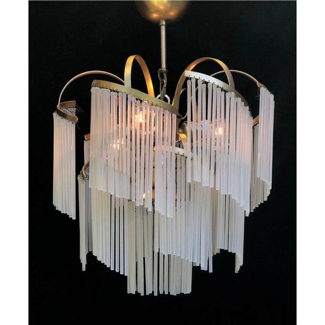 1980s Italian Murano White Milk Glass Waterfall Chandelier For Sale - Image 9 of 10