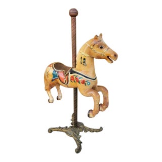 Vintage Painted Wood Carousel Horse For Sale