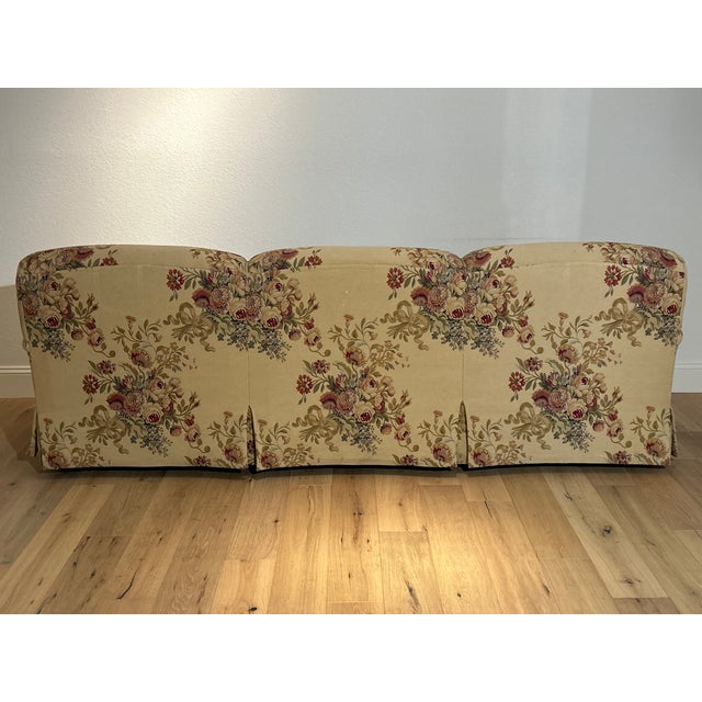 Custom High End 98”L Vintage Down Wrap Fill 3 Loose Seat Cushion Hardwood Frame Sofa Reupholstered in Ralph Lauren Heavy...
