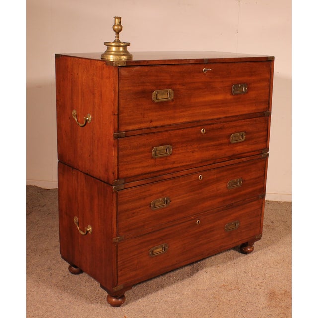 Marine Commode in Blond Mahogany with Secretaire For Sale - Image 5 of 16