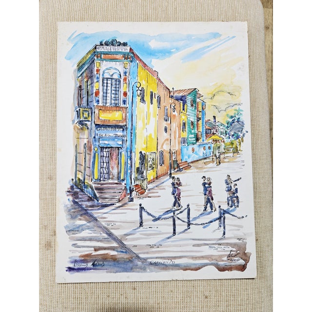 Jorge Alio, Caminito, Buenos Aires, Argentine Tango, 2000, Original Watercolor For Sale - Image 9 of 9