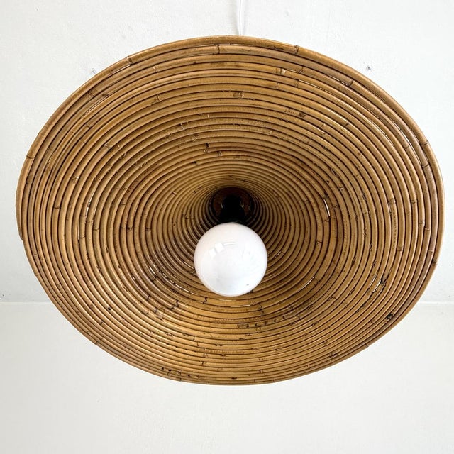 Wood Wicker Chandelier in the style of Vivai del Sud, Italy, 1970s For Sale - Image 7 of 11