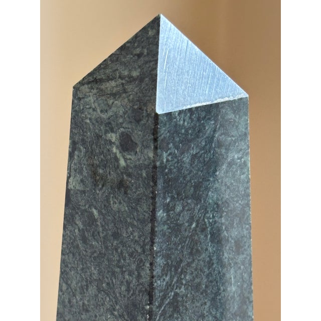 Stone 16' Neoclassical Style Dark Green Marble Obelisk For Sale - Image 7 of 17