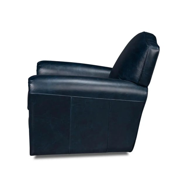 Contemporary Blue Leather Club Chair For Sale - Image 3 of 10