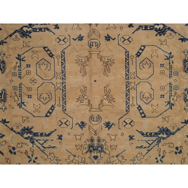 Indian Antique Indo-Mahal, Handmade Oriental Rug, Blue, Taupe, Creams All-Over Design For Sale - Image 3 of 17