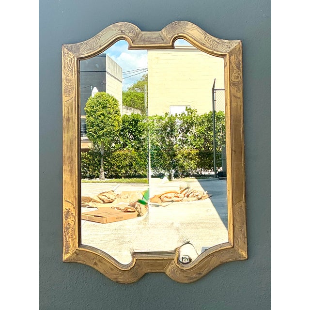 French Provincial Vintage Carved Gilt Mirror For Sale - Image 3 of 12