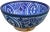 Handcrafted ceramic bowl from Fez, Morocco hand-painted with a Moorish pattern in blue. No maker's mark. Two holes on...