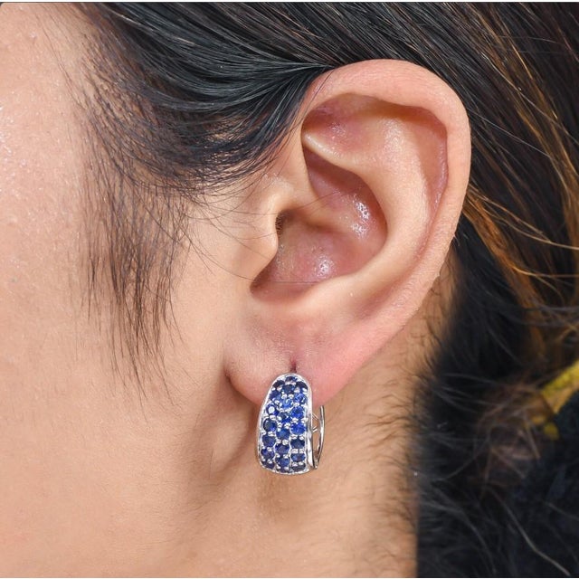 Natural 2.08 cts blue sapphire earrings in 14k gold For Sale - Image 18 of 18