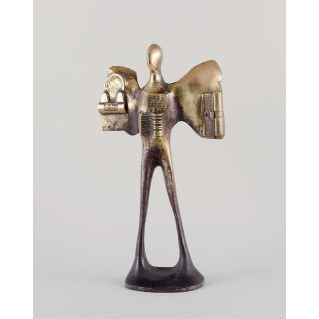 Modern Large Sculpture of Man with Wings, 20th Century, Bronze For Sale - Image 3 of 10