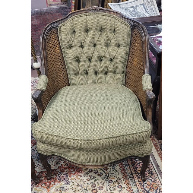 Pair French Double Cane 1950s Bergere Chairs For Sale - Image 10 of 13