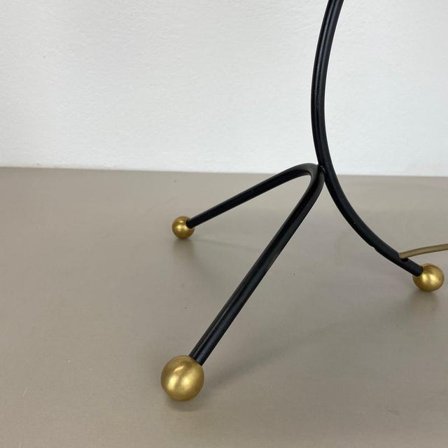 1960s Vintage Austrian Metal and Rattan Tripod Table Light, 1960s For Sale - Image 5 of 18