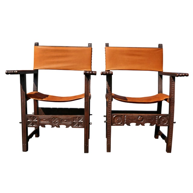 Spanish Baroque Walnut Armchairs - a Pair For Sale In Boston - Image 6 of 13